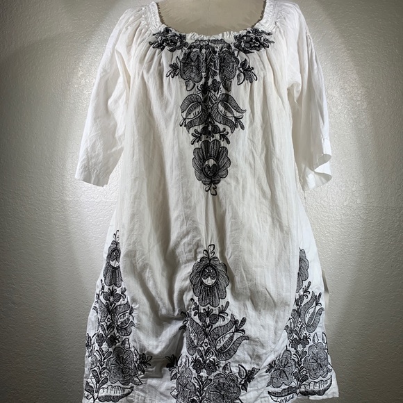 Johnny Was 3J Euro Cotton Oxford Smocked Pocket dress NWT - Picture 1 of 7